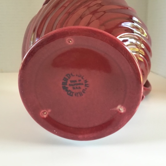 VTG 50s FRANCISCAN WARE Pitcher Jug Swirled Burgundy/Maroon Ceramic Mid Cent - Picture 6 of 10